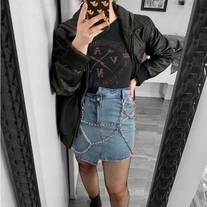 Dolls Kill chain detail asymmetrical denim skirt. Size M.